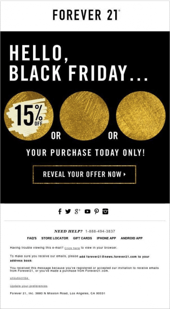 Forever 21 Black Friday campaign 2022