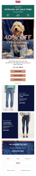 Levi's black friday email marketing campaign